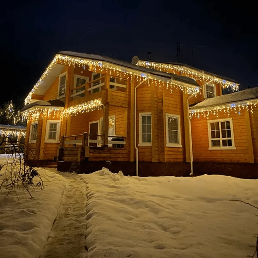 Icicle String Lights | Warm White Flicker & Weather-Resistant | Connectable Up To 9 Sets