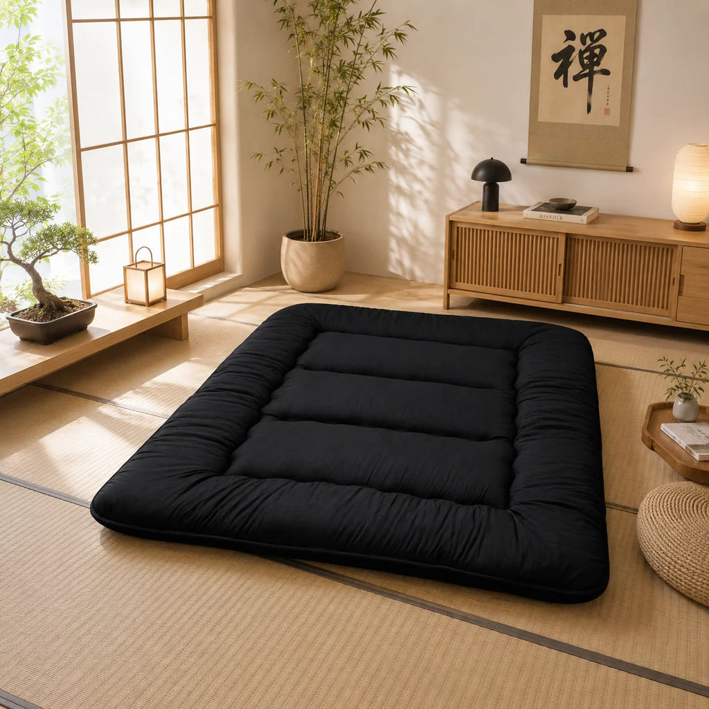 Japanese Floor Mattress | Quilted & Foldable | 3–4 Inches Thick