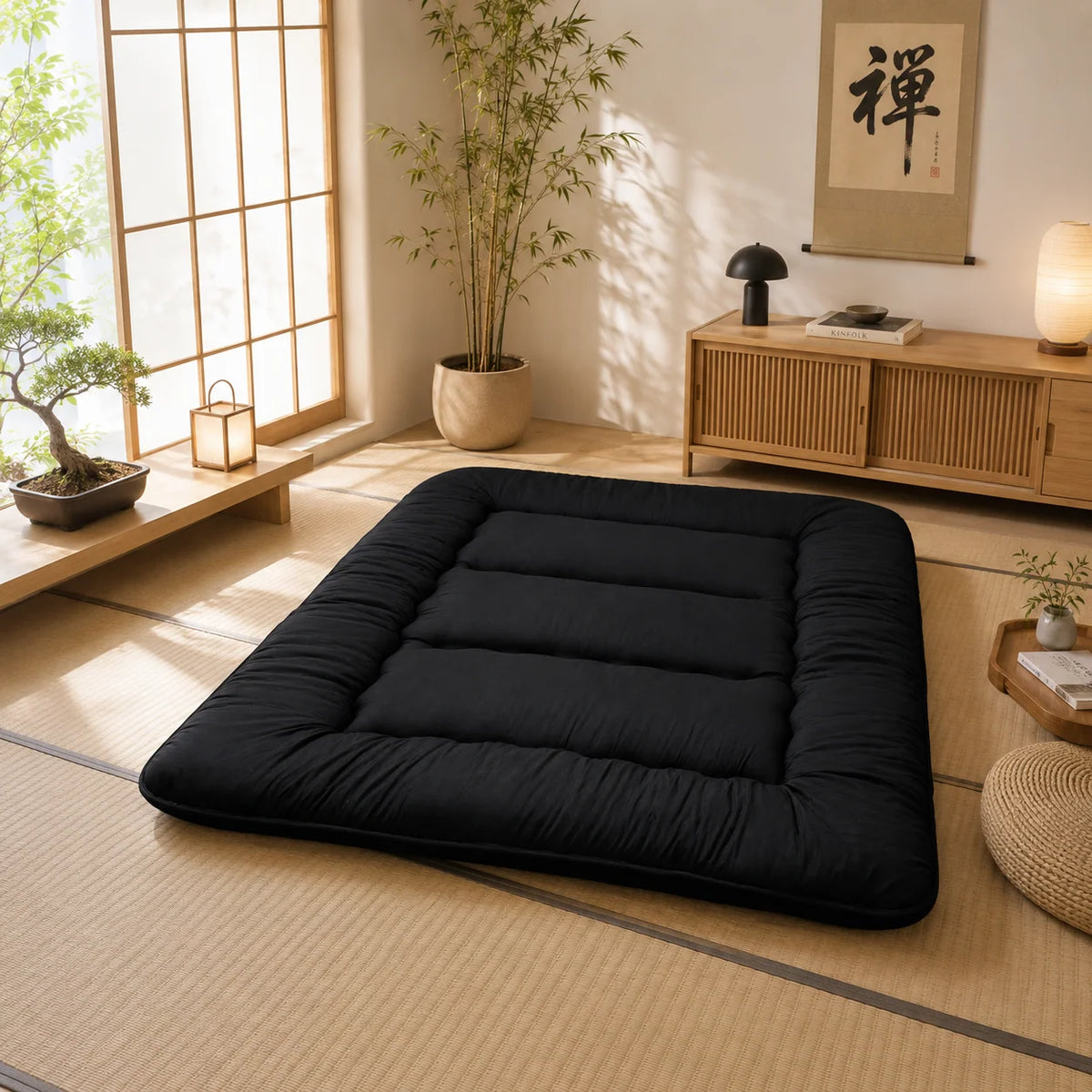 Japanese Floor Mattress | Quilted & Foldable | 3–4 Inches Thick
