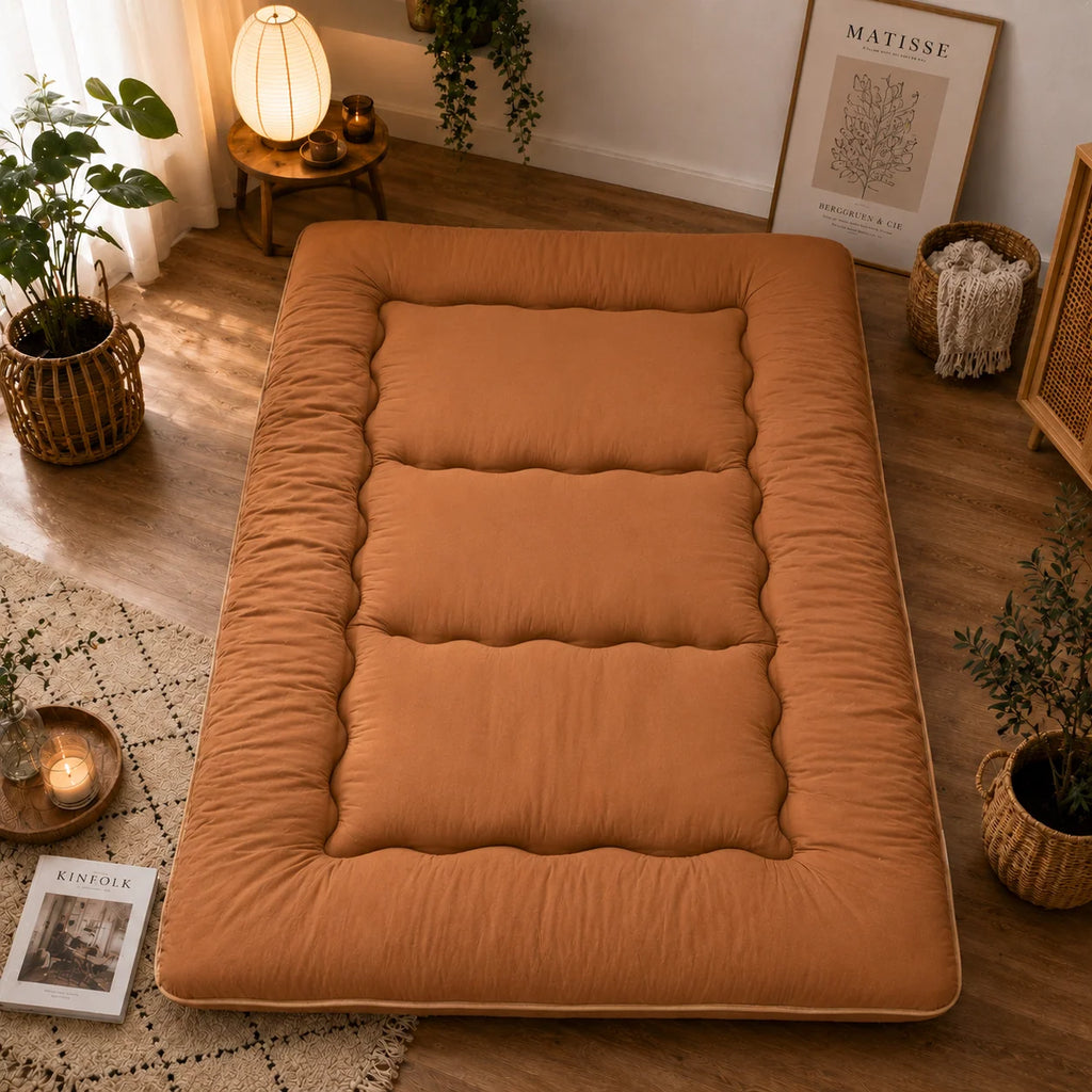 Japanese Floor Mattress | Quilted & Foldable | 3–4 Inches Thick