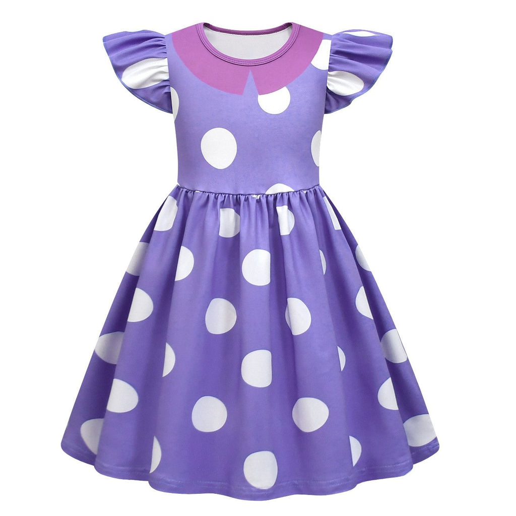 Kids Costume Dress | Polka Dot Ruffle Sleeves | Halloween & Party Outfit