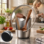 Kitchen Utensil Holder | Stainless Steel Drip-Catching Base | Space-Saving