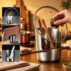 Kitchen Utensil Holder | Stainless Steel Drip-Catching Base | Space-Saving