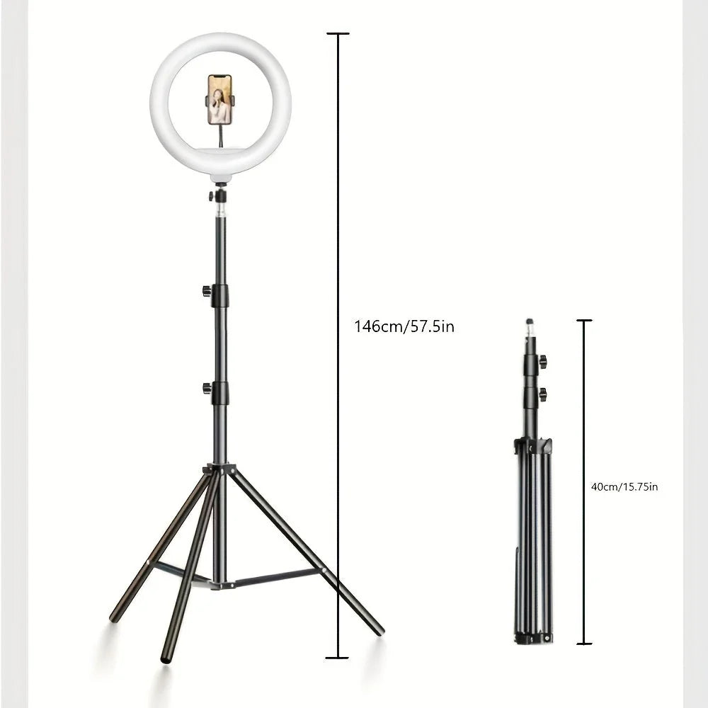 LED Ring Light | Adjustable Tripod & Phone Holder | USB Powered
