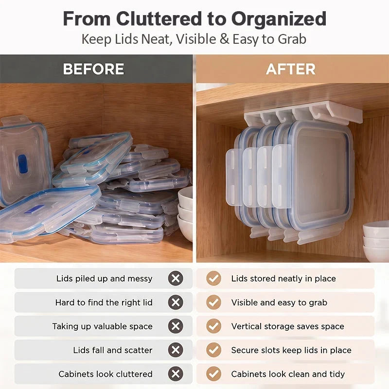 Lid Organizer | Space-Saving & Self-Adhesive | 5 Slots