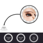 Lighted Makeup Mirror | 10x Magnification & Suction-Cup Gooseneck