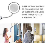 Lighted Makeup Mirror | 10x Magnification & Suction-Cup Gooseneck