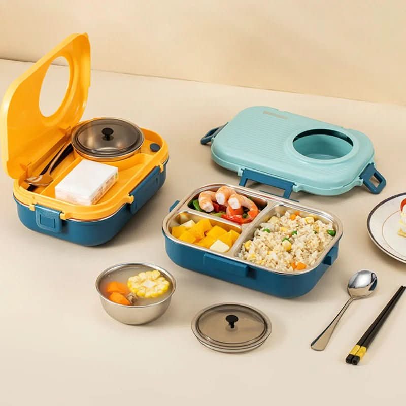 Lunch Box | 3-Compartment Stainless Steel & Insulated