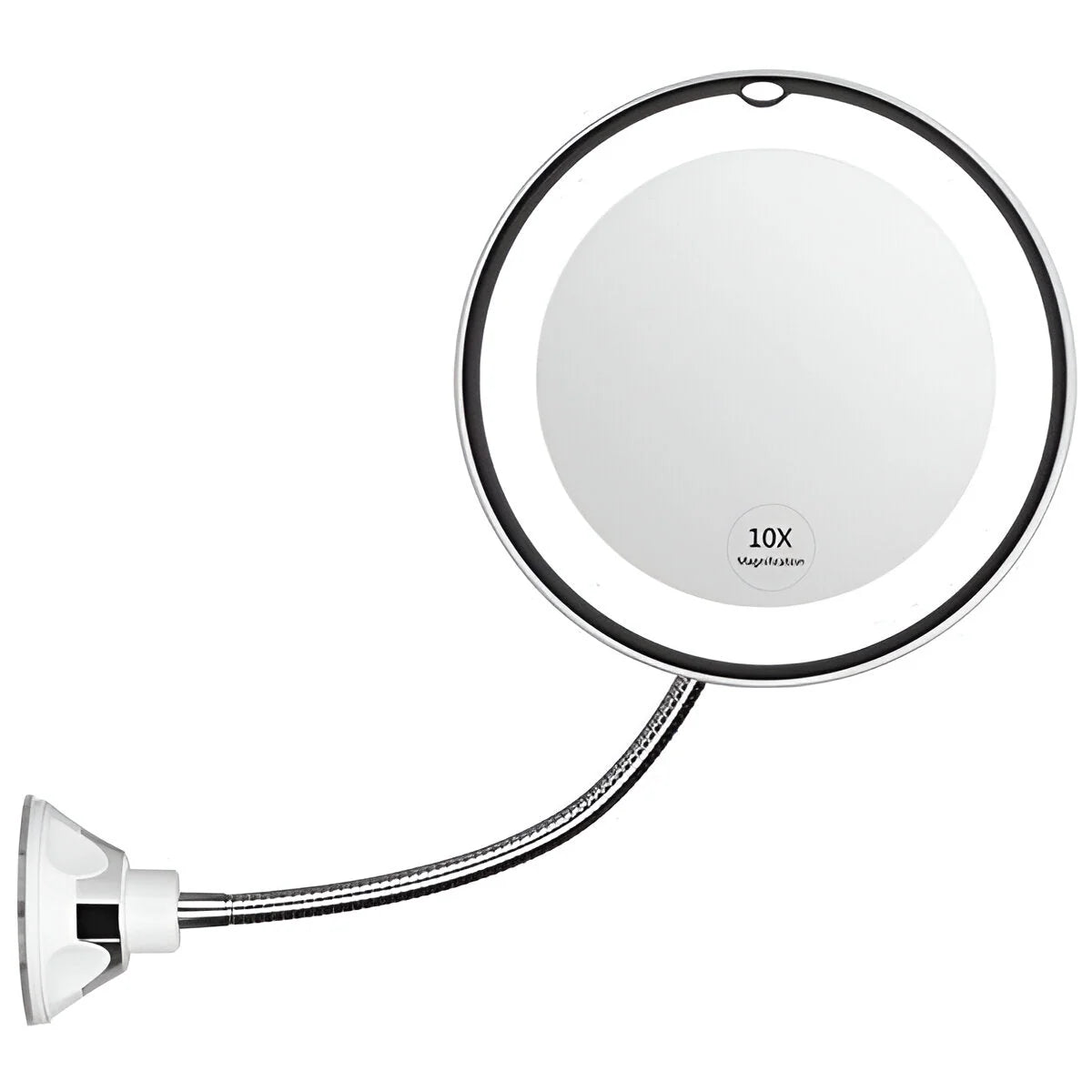 Makeup Mirror | 10X Magnification & LED | Suction Cup Pivot Arm