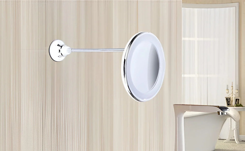 Makeup Mirror | 10X Magnification & LED | Suction Cup Pivot Arm