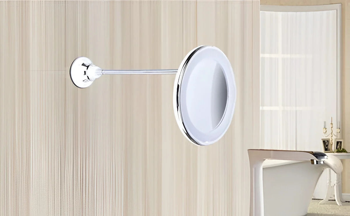 Makeup Mirror | 10X Magnification & LED | Suction Cup Pivot Arm
