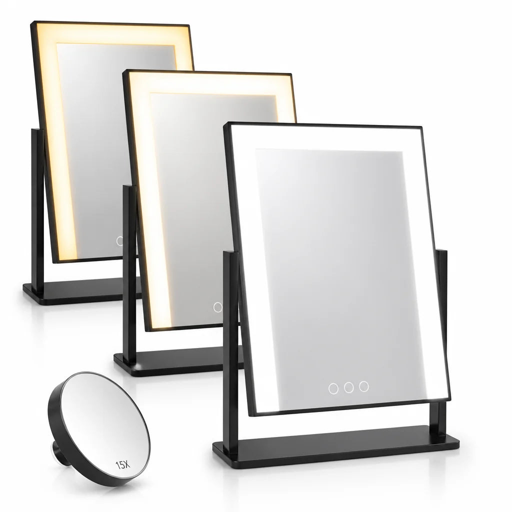 Makeup Mirror | Touch-Control LED Lighting & 15x Magnifying Mirror
