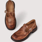 Mary Jane Flats | Soft Leather & Cushioned Insole | Adjustable Buckle Strap