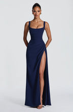 Maxi Dress | Corset Bodice & Square Neckline | Adjustable Lace-Up Back