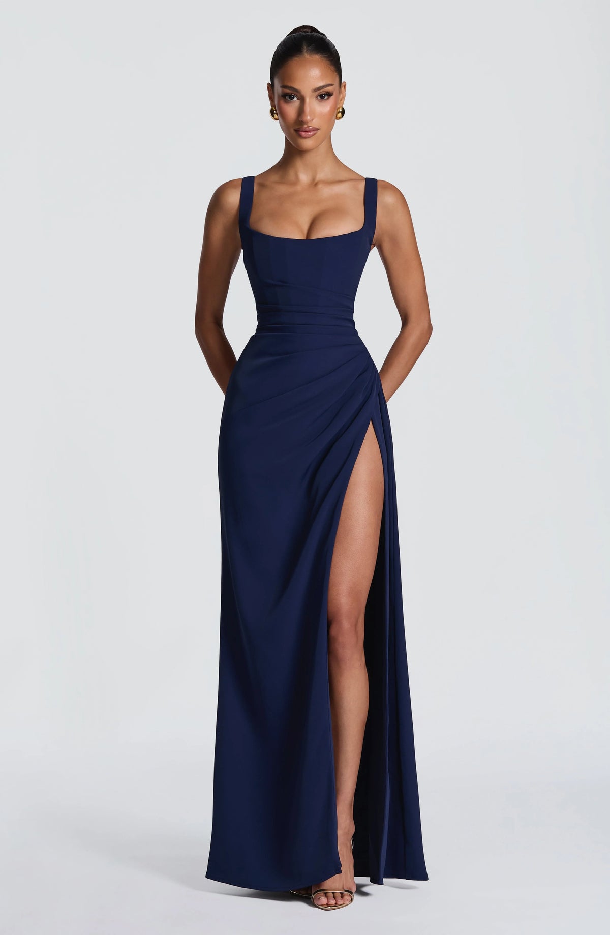 Maxi Dress | Corset Bodice & Square Neckline | Adjustable Lace-Up Back