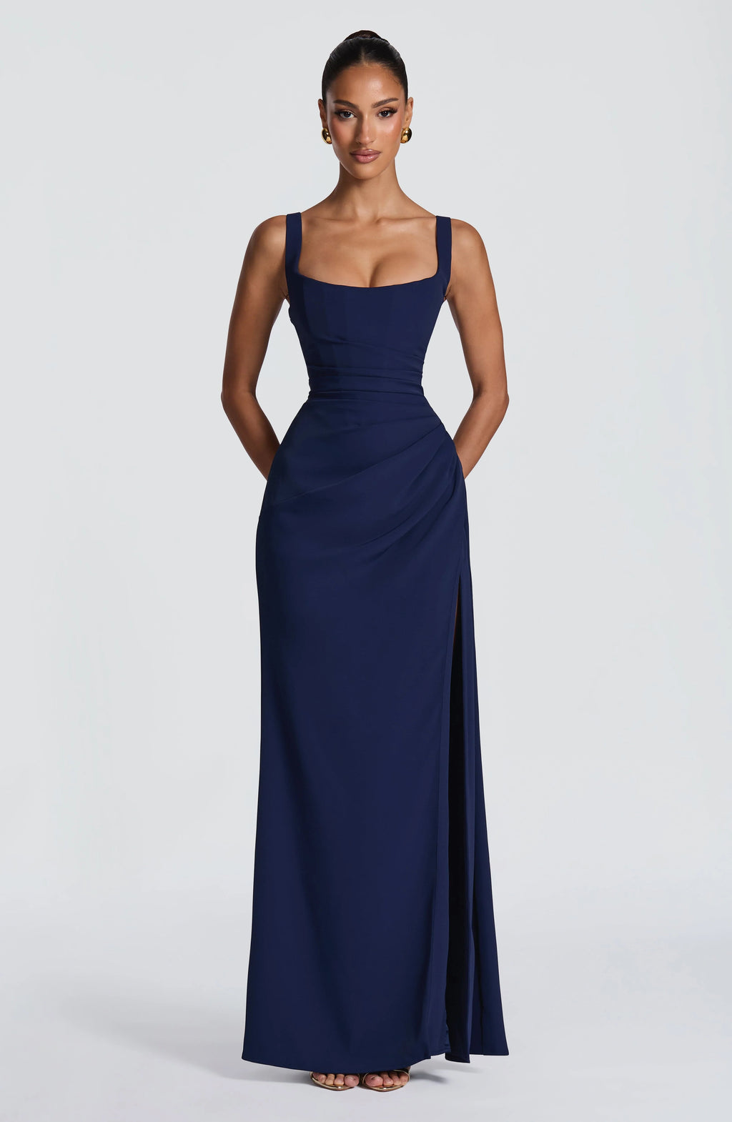 Maxi Dress | Corset Bodice & Square Neckline | Adjustable Lace-Up Back