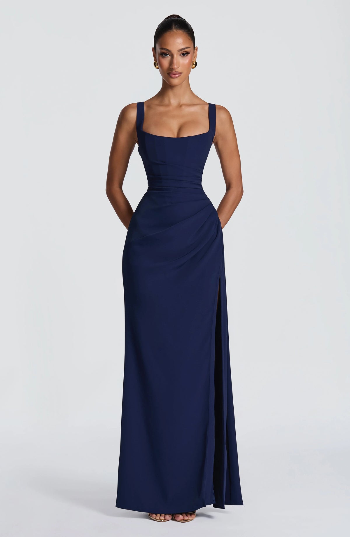 Maxi Dress | Corset Bodice & Square Neckline | Adjustable Lace-Up Back