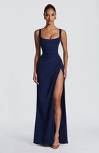 Maxi Dress | Corset Bodice & Square Neckline | Adjustable Lace-Up Back