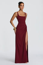 Maxi Dress | Corset Bodice & Square Neckline | Adjustable Lace-Up Back