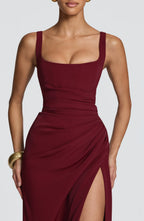 Maxi Dress | Corset Bodice & Square Neckline | Adjustable Lace-Up Back