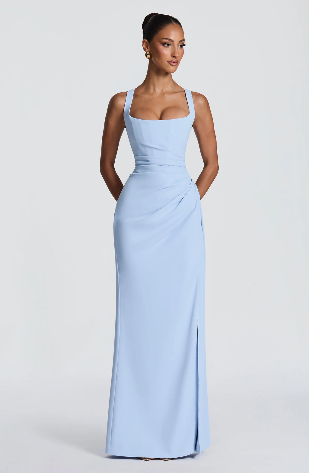 Maxi Dress | Corset Bodice & Square Neckline | Adjustable Lace-Up Back