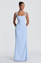 Maxi Dress | Corset Bodice & Square Neckline | Adjustable Lace-Up Back