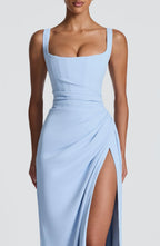 Maxi Dress | Corset Bodice & Square Neckline | Adjustable Lace-Up Back