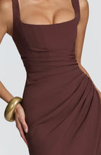 Maxi Dress | Corset Bodice & Square Neckline | Adjustable Lace-Up Back
