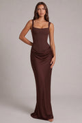 Maxi Dress | Structured Corset Bodice & Draped Skirt | Adjustable Straps