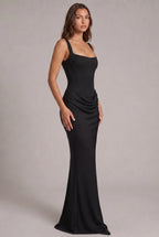 Maxi Dress | Structured Corset Bodice & Draped Skirt | Adjustable Straps