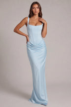 Maxi Dress | Structured Corset Bodice & Draped Skirt | Adjustable Straps