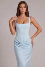 Maxi Dress | Structured Corset Bodice & Draped Skirt | Adjustable Straps