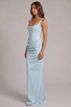 Maxi Dress | Structured Corset Bodice & Draped Skirt | Adjustable Straps