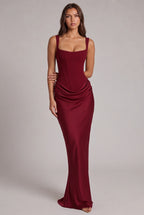 Maxi Dress | Structured Corset Bodice & Draped Skirt | Adjustable Straps