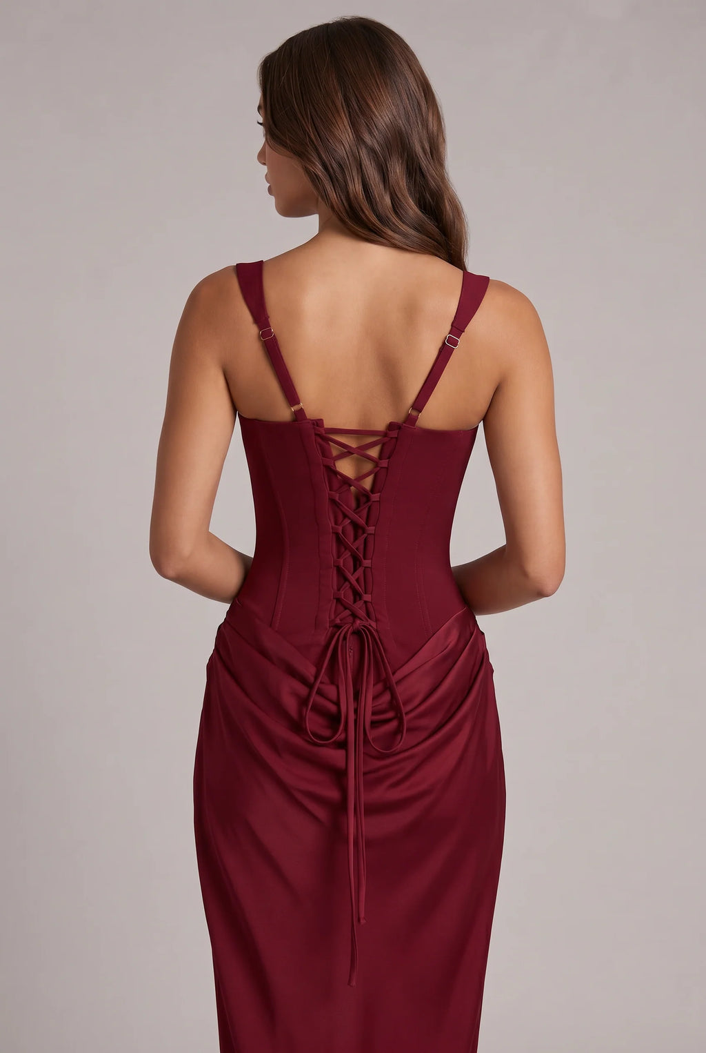 Maxi Dress | Structured Corset Bodice & Draped Skirt | Adjustable Straps