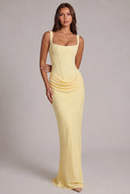Maxi Dress | Structured Corset Bodice & Draped Skirt | Adjustable Straps