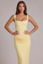 Maxi Dress | Structured Corset Bodice & Draped Skirt | Adjustable Straps