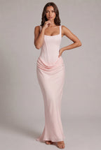 Maxi Dress | Structured Corset Bodice & Draped Skirt | Adjustable Straps