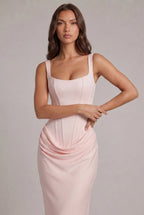 Maxi Dress | Structured Corset Bodice & Draped Skirt | Adjustable Straps