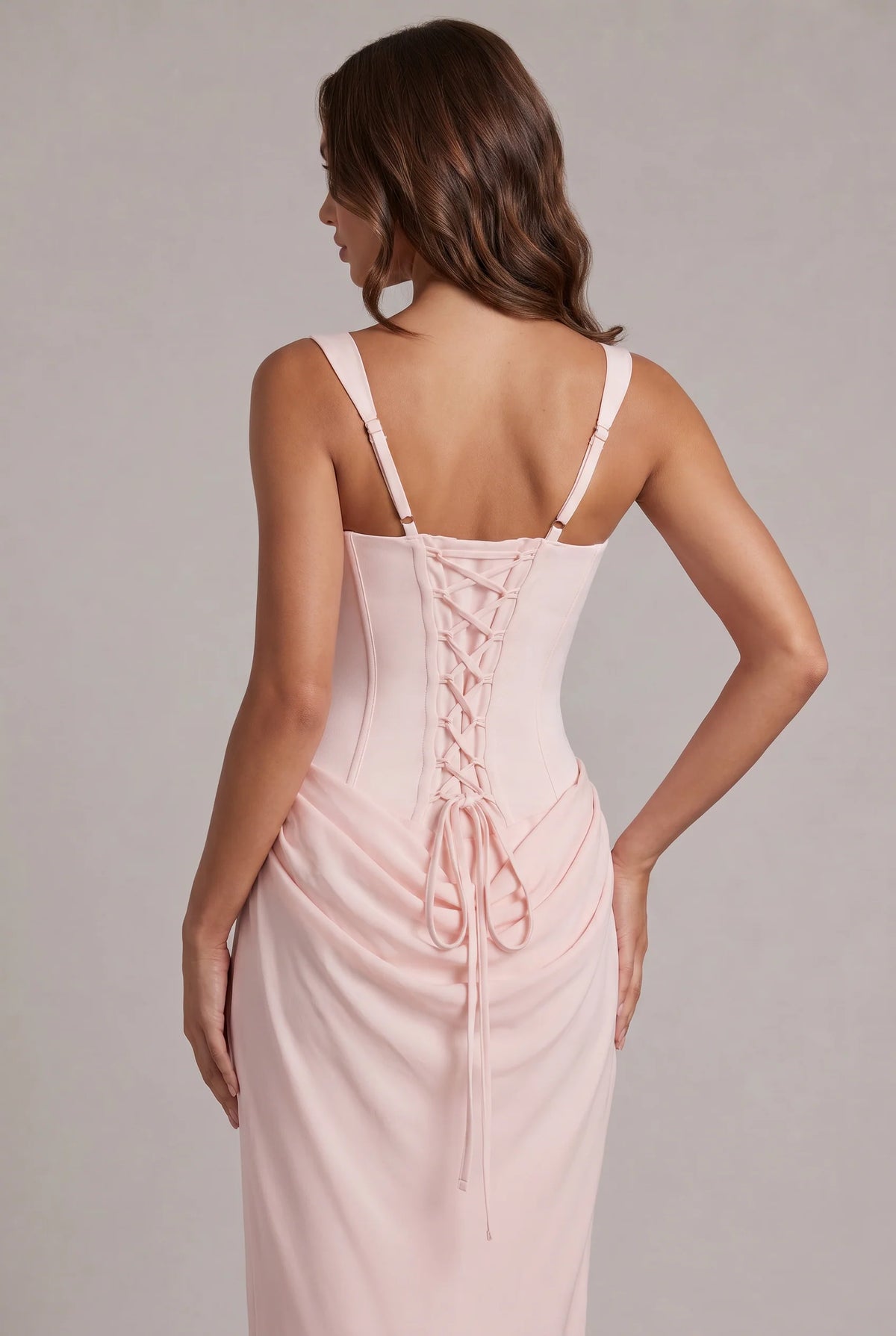 Maxi Dress | Structured Corset Bodice & Draped Skirt | Adjustable Straps