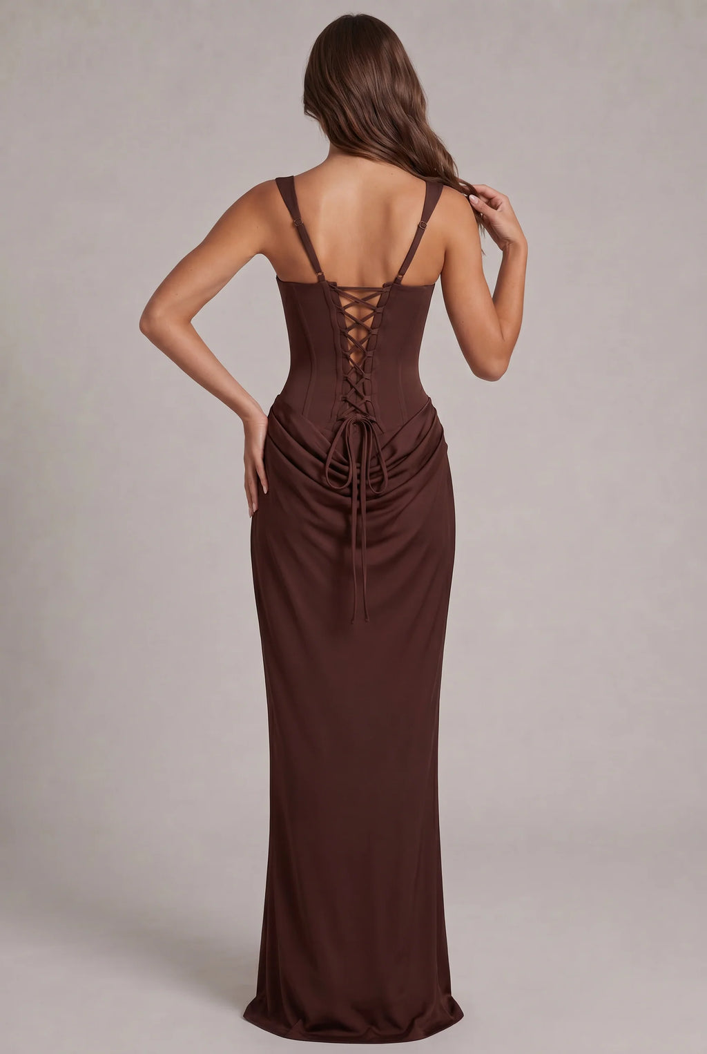 Maxi Dress | Structured Corset Bodice & Draped Skirt | Adjustable Straps