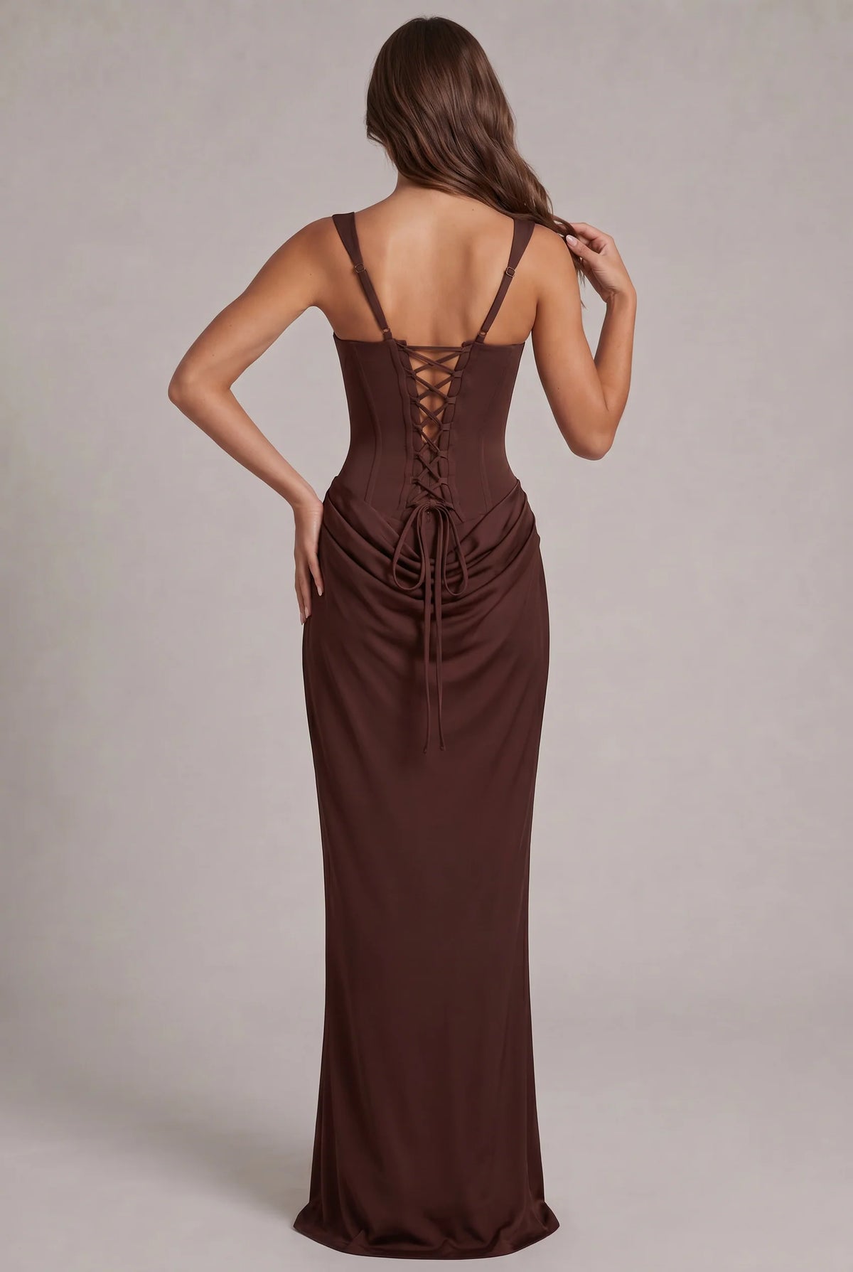 Maxi Dress | Structured Corset Bodice & Draped Skirt | Adjustable Straps