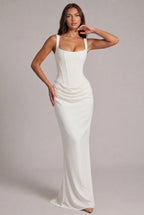 Maxi Dress | Structured Corset Bodice & Draped Skirt | Adjustable Straps