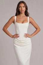 Maxi Dress | Structured Corset Bodice & Draped Skirt | Adjustable Straps