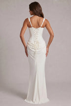 Maxi Dress | Structured Corset Bodice & Draped Skirt | Adjustable Straps