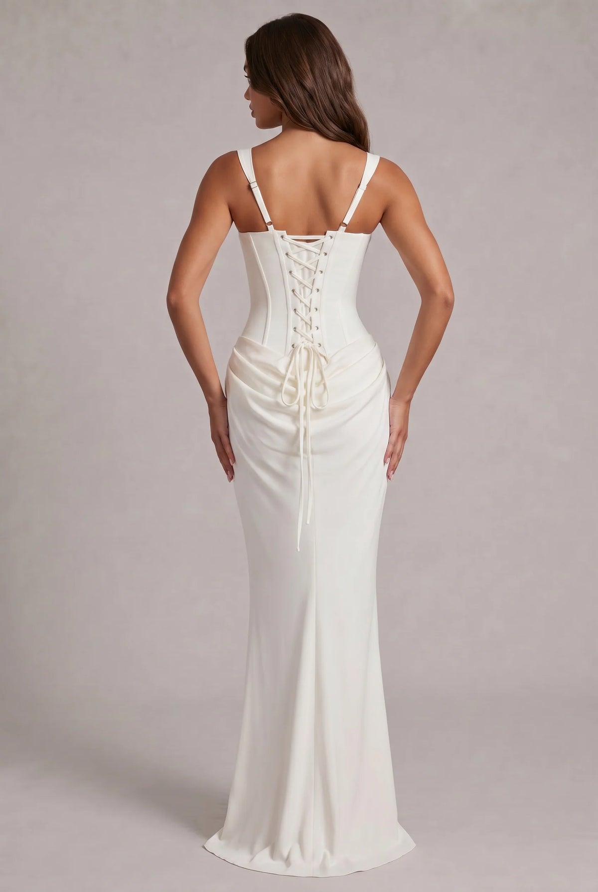 Maxi Dress | Structured Corset Bodice & Draped Skirt | Adjustable Straps