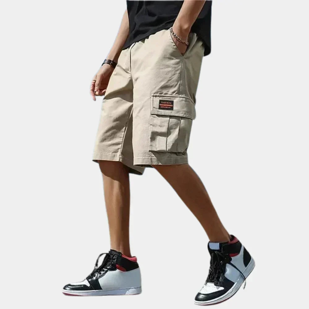 Men's Cargo Shorts | Loose Fit & Flap Pockets | Elastic Drawstring Waist