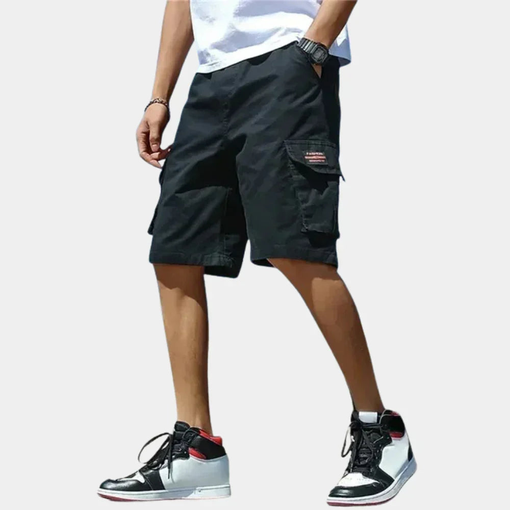 Men's Cargo Shorts | Loose Fit & Flap Pockets | Elastic Drawstring Waist
