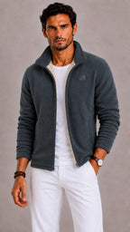 Men’s Fleece Jacket | Full-Zip Stand-Up Collar