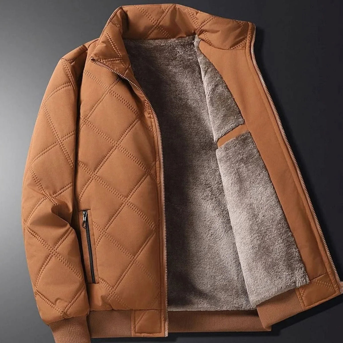 Men’s Winter Jacket | Quilted Windproof Shell & Plush Fleece Lining